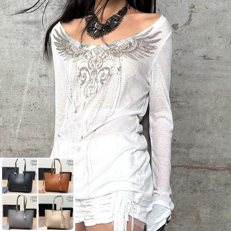 Printed Slim-fit Long Sleeve T-shirt  SA816