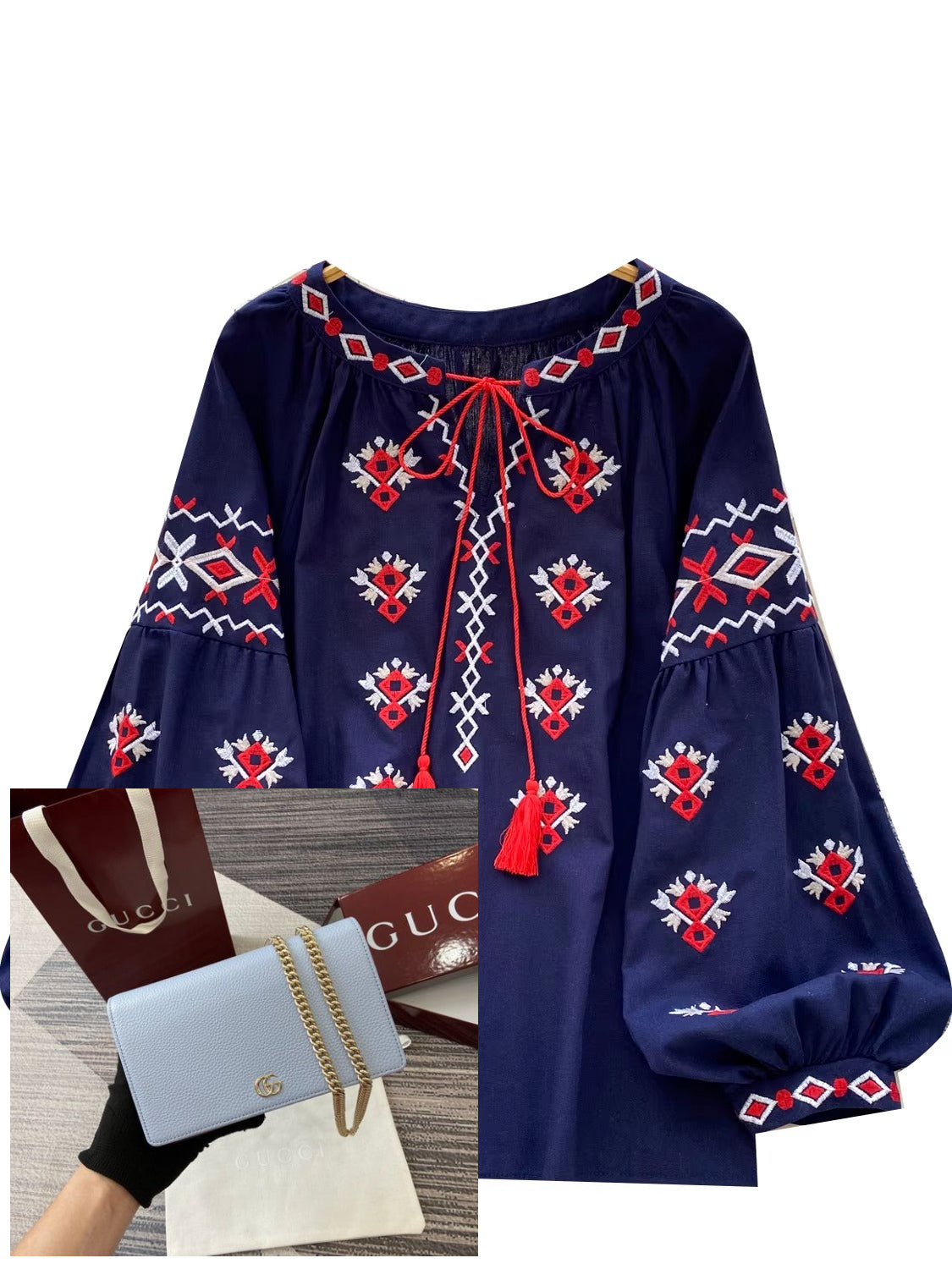 Round Neck Lantern Sleeve Shirt SA762