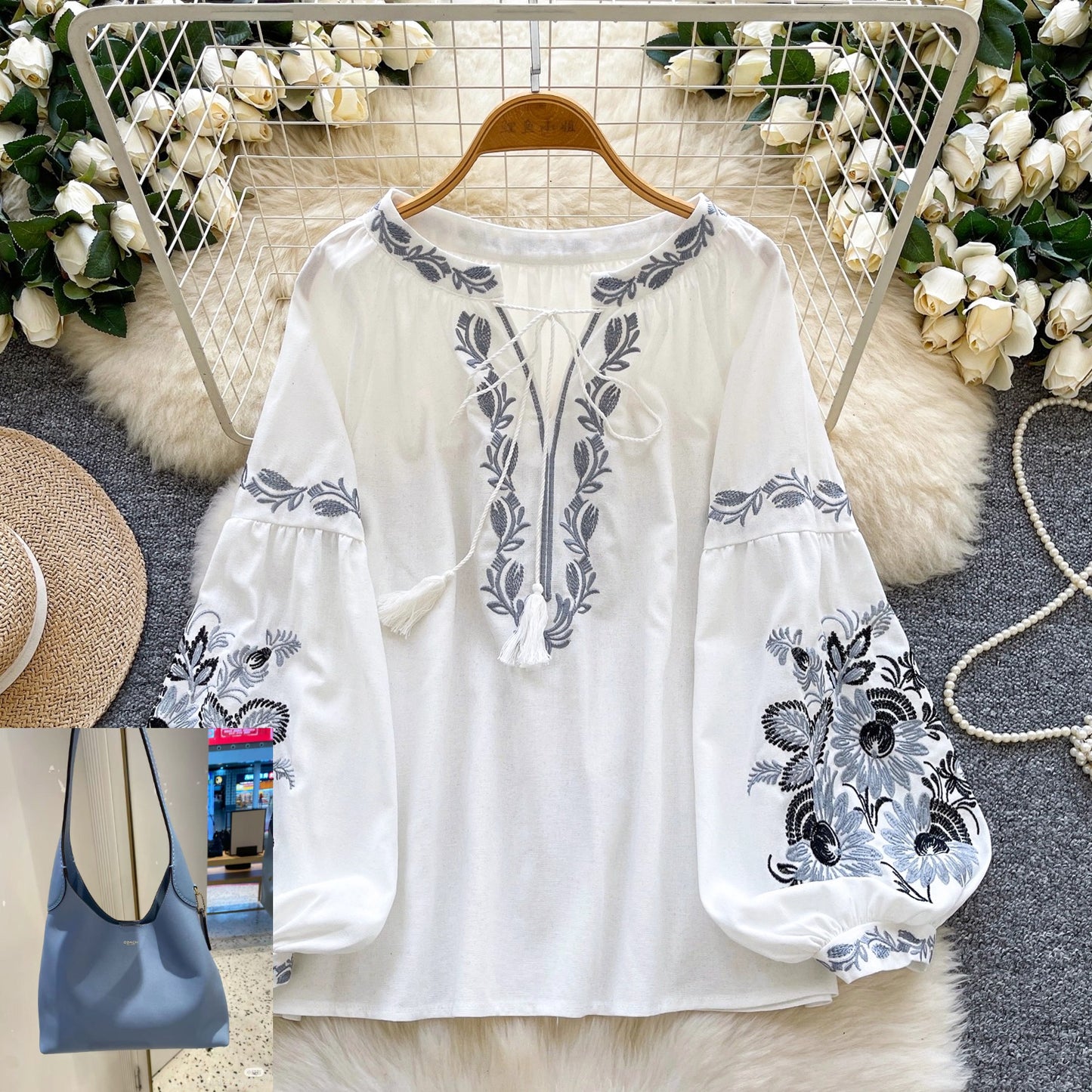 Embroidered Ethnic Style Shirt SA454