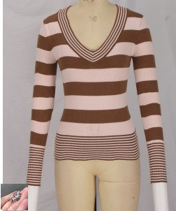 Women's Striped Flared Sleeve Sweater SA370
