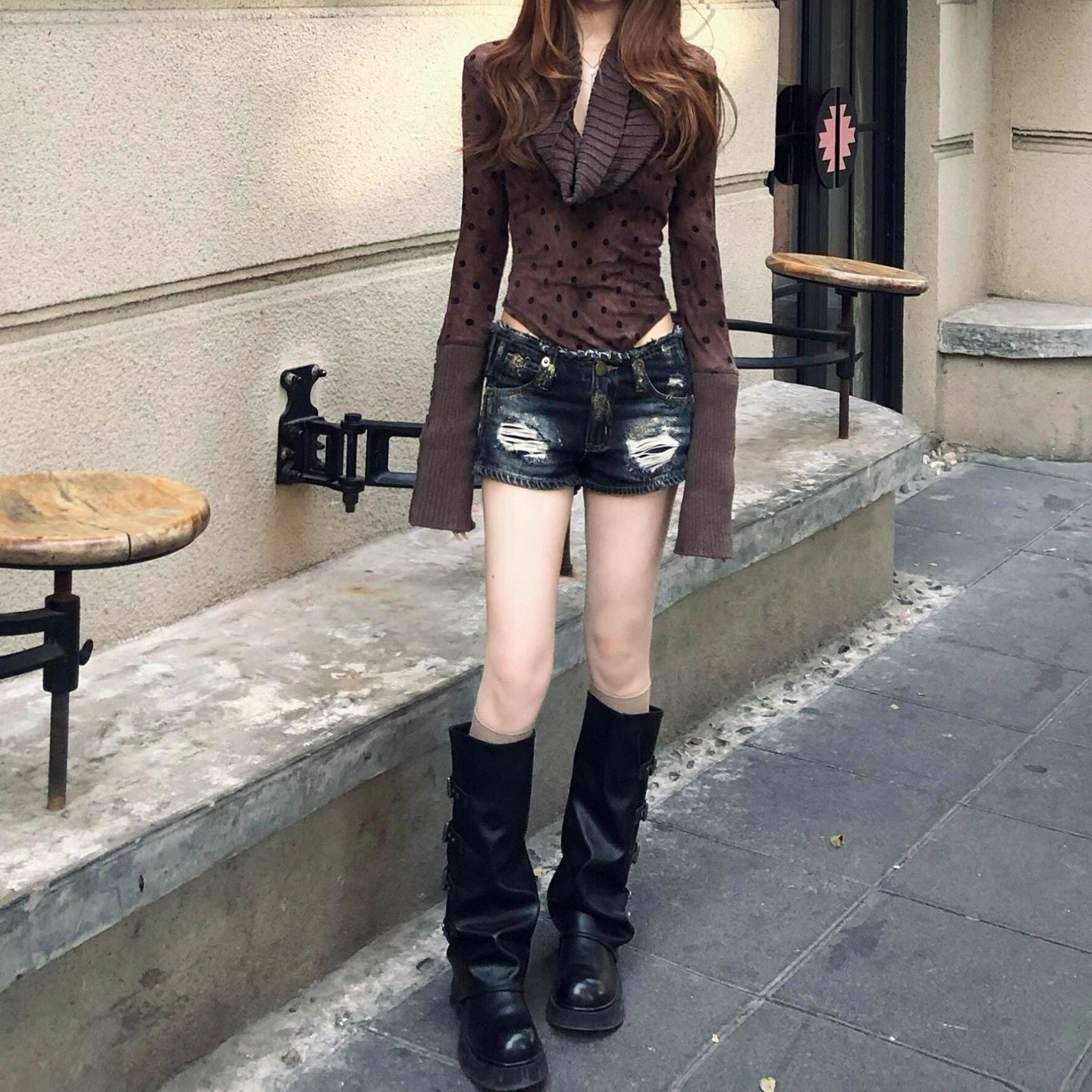 Spliced long-sleeved Sweater SAB149