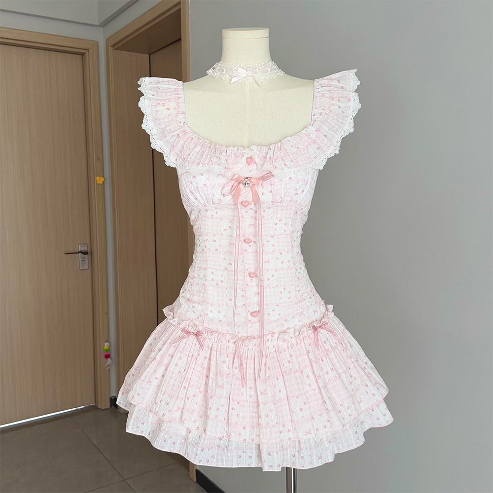 Short Dress with Small Flying Sleeves and Bow US 64H080