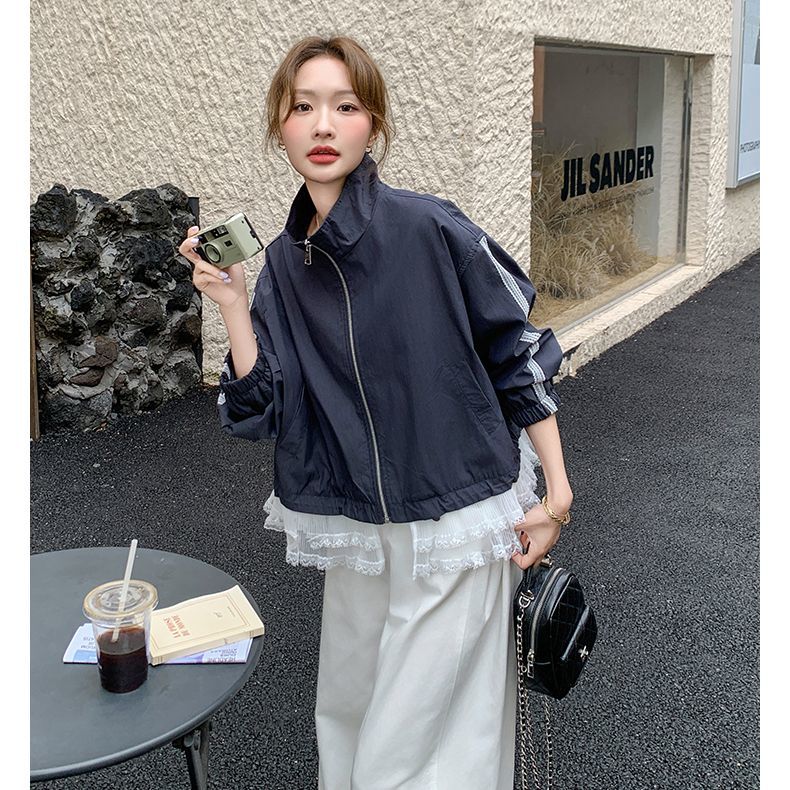 Lace Stand Collar Workwear Jacket SA945