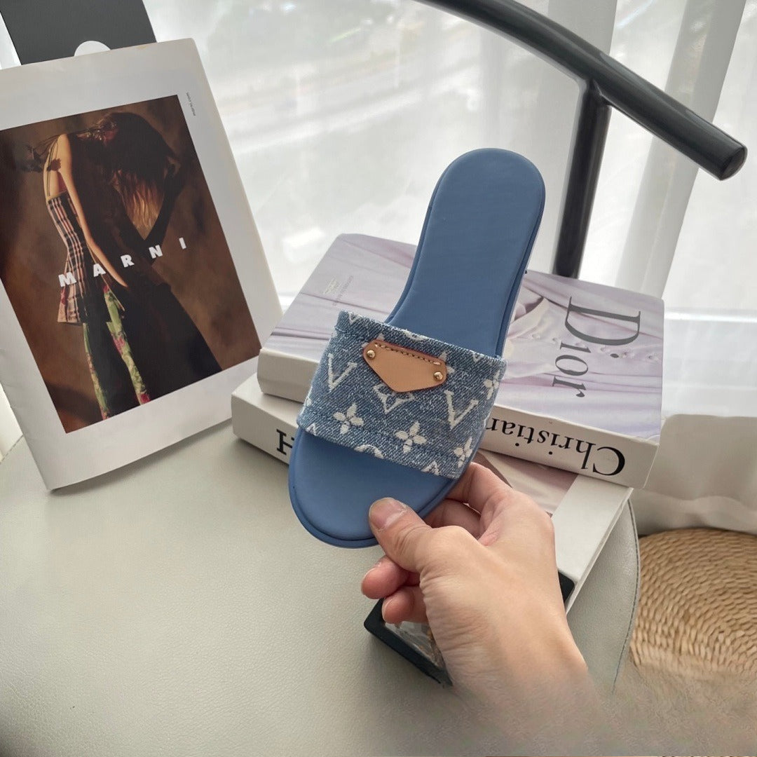 Denim Flat Slippers SAB015