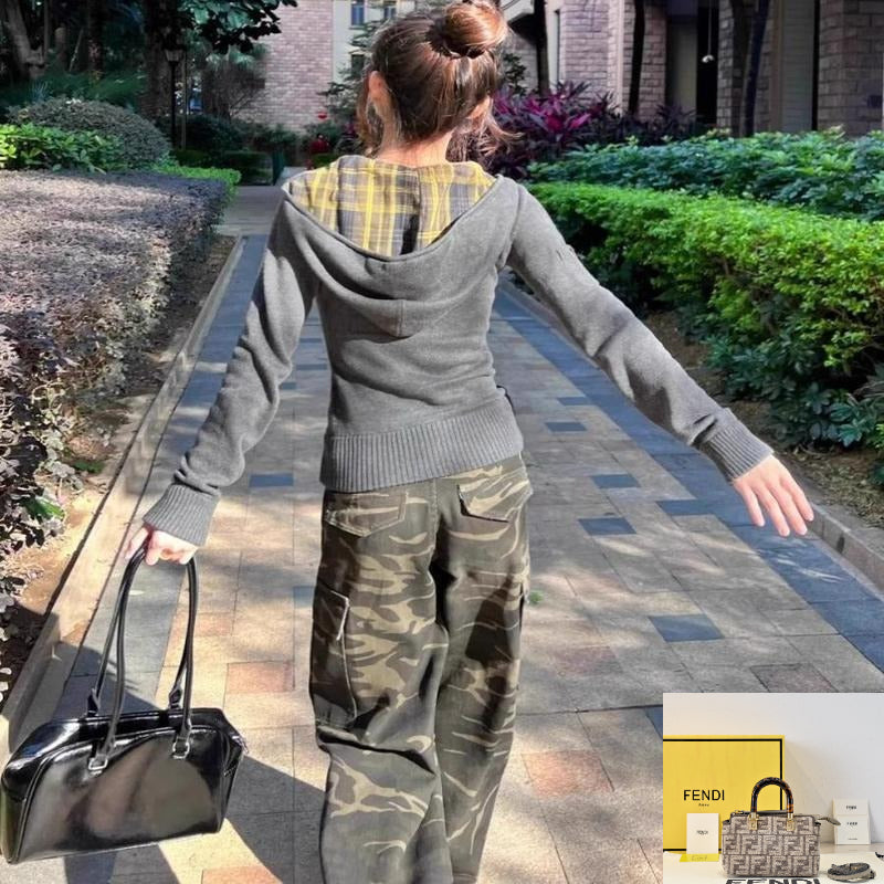 Plaid Hooded Sweatshirt SA884