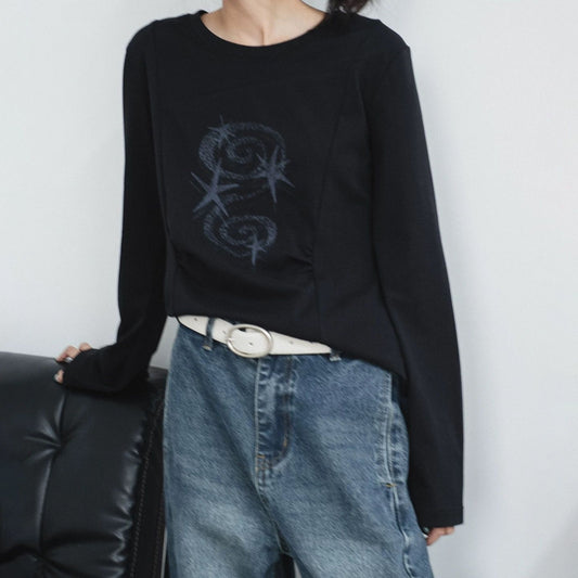 Slim-fit Black Long-sleeved T-shirt for Women SA665/SA666