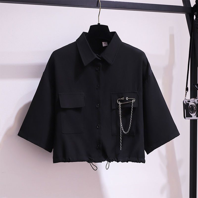 Cropped Top + High-waisted Cargo Pants  69C034