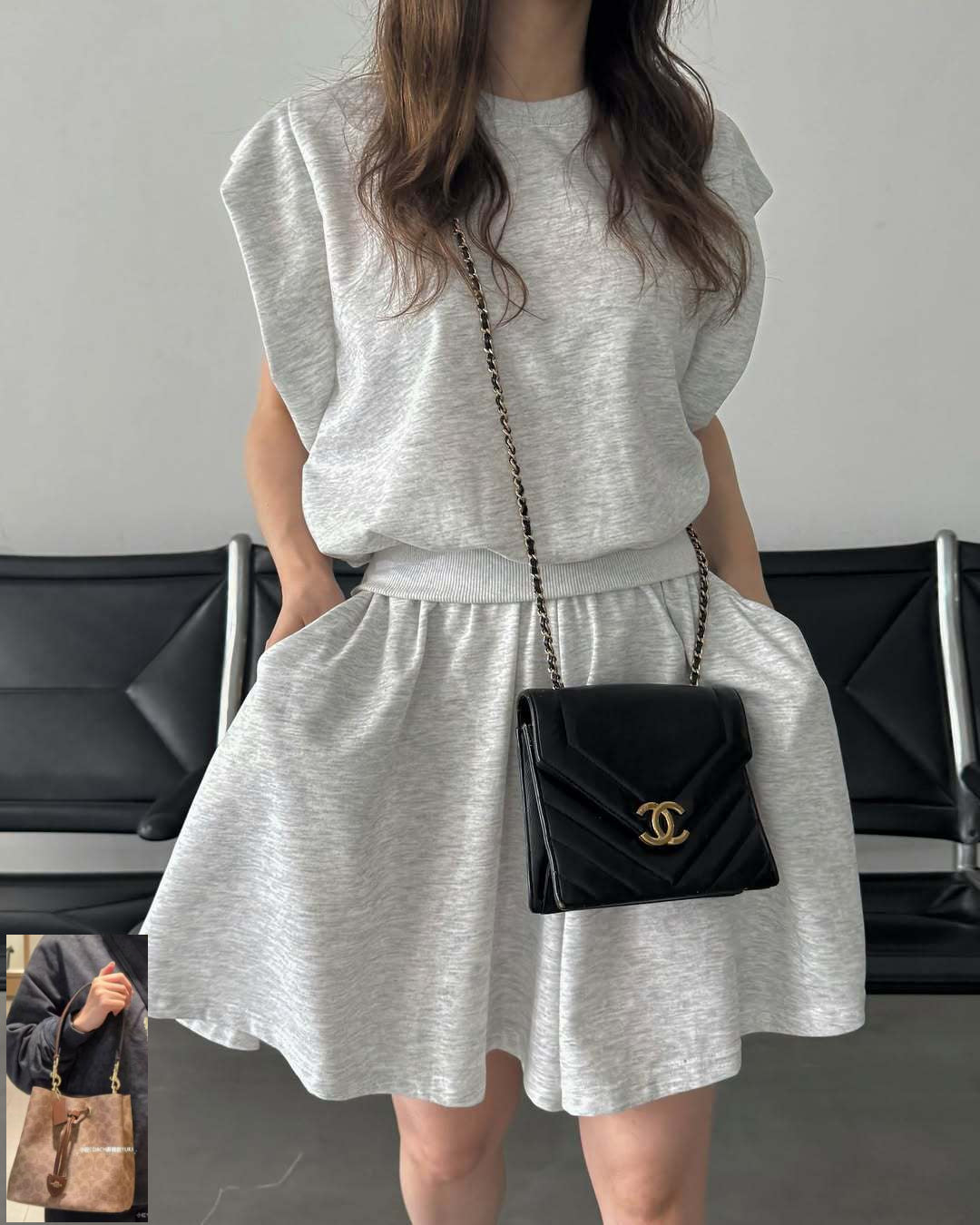 Sports Suit Loose Knitted T-shirt Short Skirt SA367