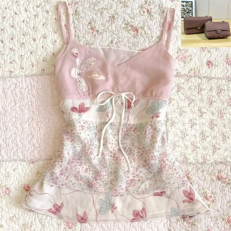 Retro Pink Suspender Top SAB021/SAB022