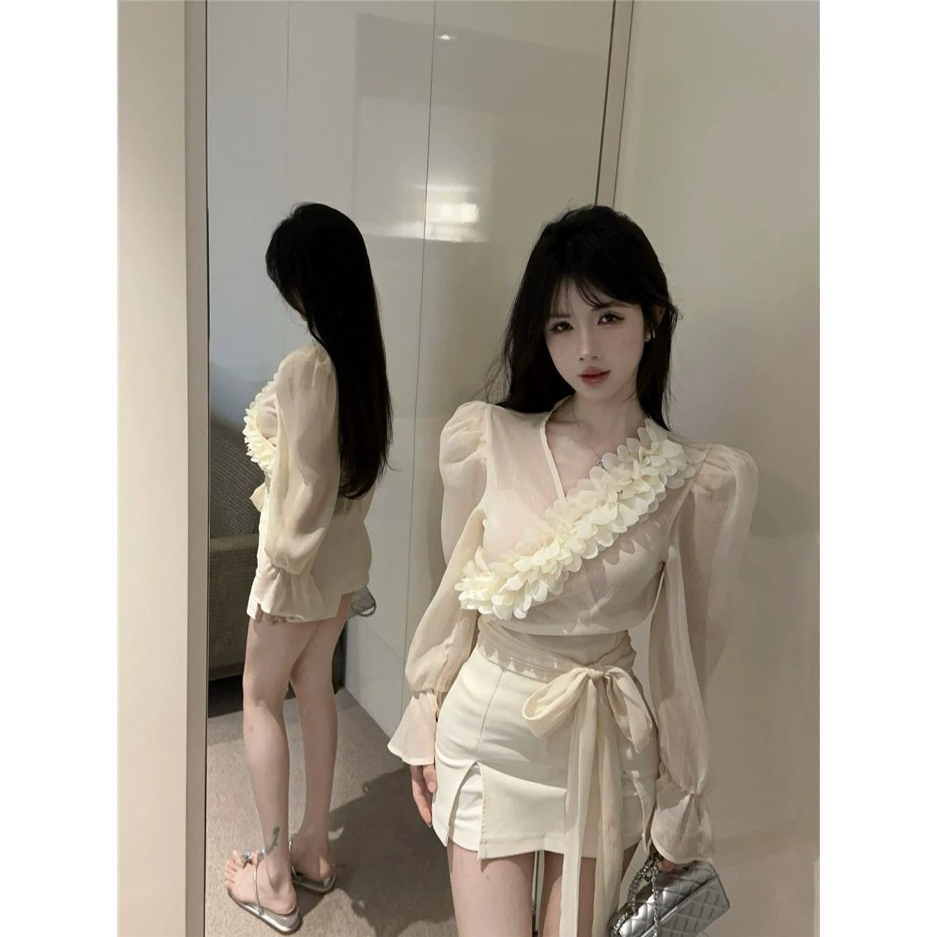 Puff Sleeve Chiffon Shirt SA950