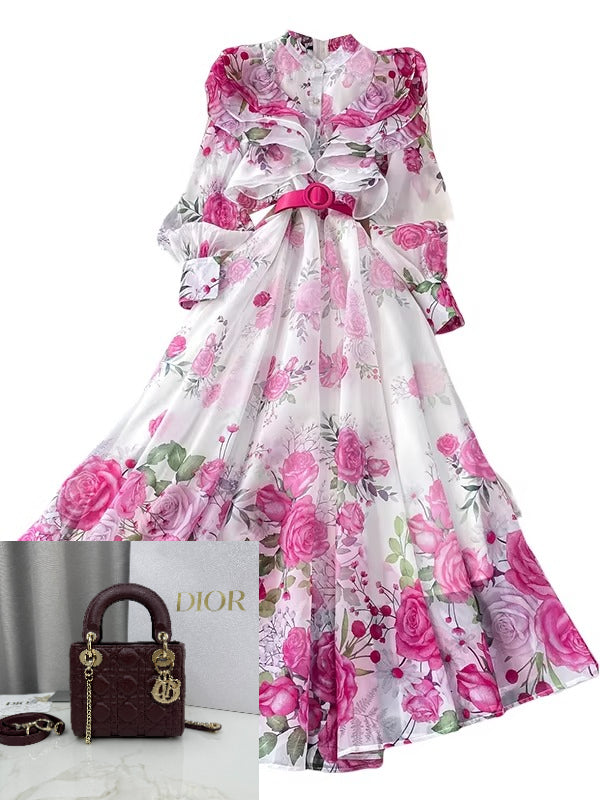 Ruffled Round Neck Long Skirt SA770