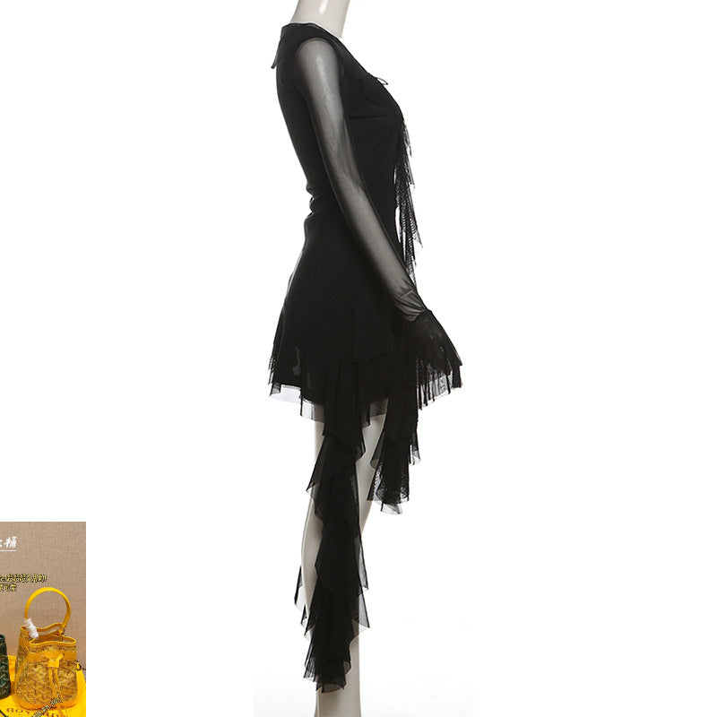 High Waist V-Neck Long Sleeve Dress SA386