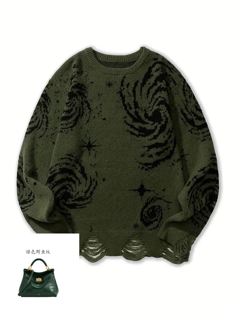 Printed Women's Loose Ripped Sweater SA586