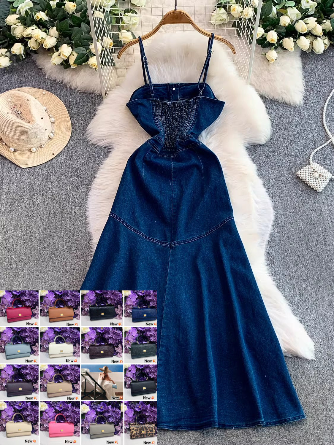 Women's Denim Suspender Dress SA752