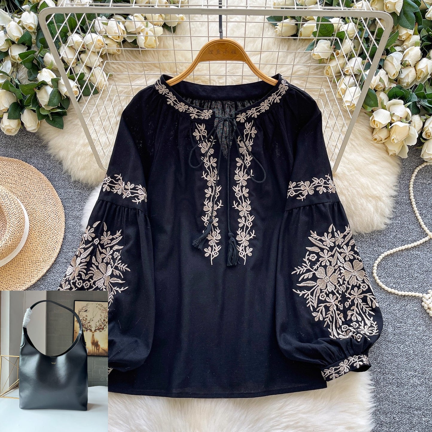 Roller Neck Lantern Sleeve Top SA453