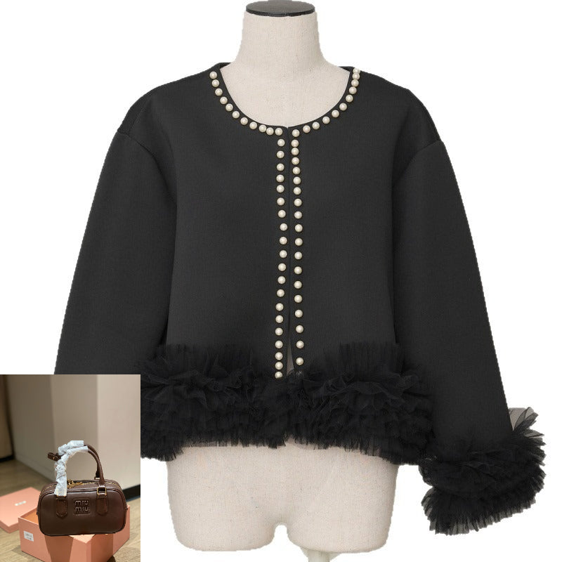 Mesh Lace Splicing Cardigan Sweater SA608