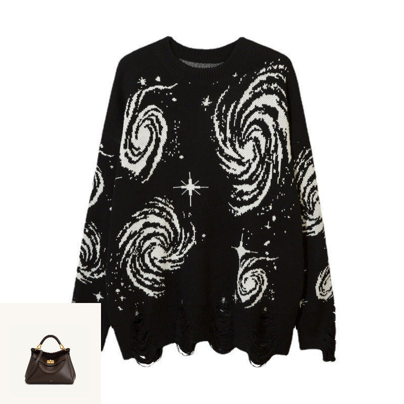Printed Women's Loose Ripped Sweater SA586