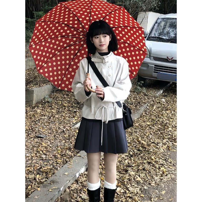 White Short Trench Coat SAB038
