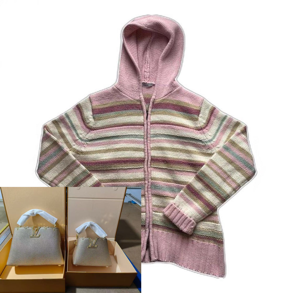 Colorful Striped Hooded Knitted Cardigan SA471/SA472