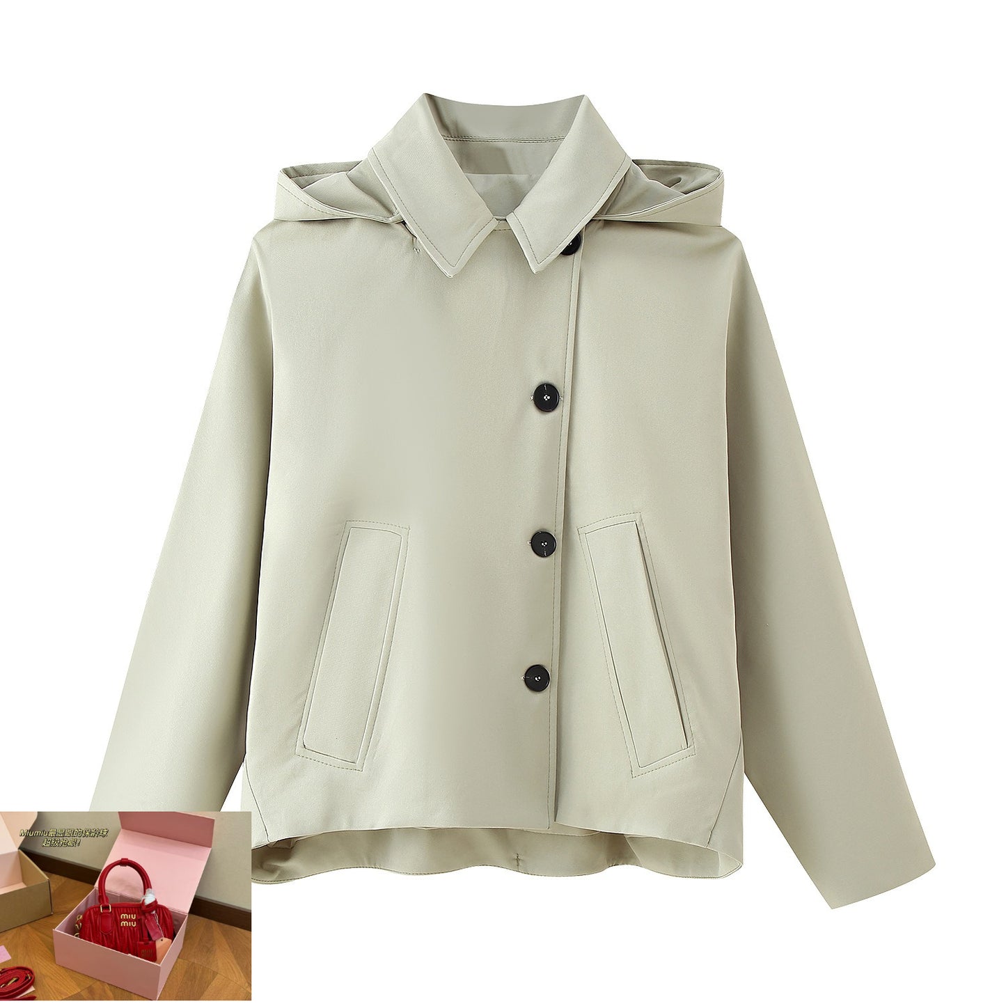 Long Sleeve Short Hooded Windbreaker SA416