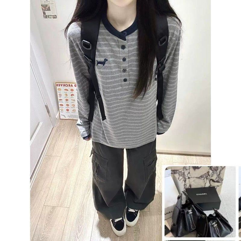 Puppy Embroidered Long Sleeve T-shirt for Women  SAB127/SAB128