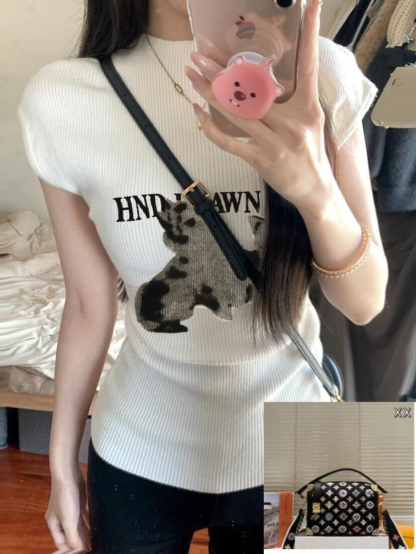 Printed Knit Short-sleeve T-shirt  SA871