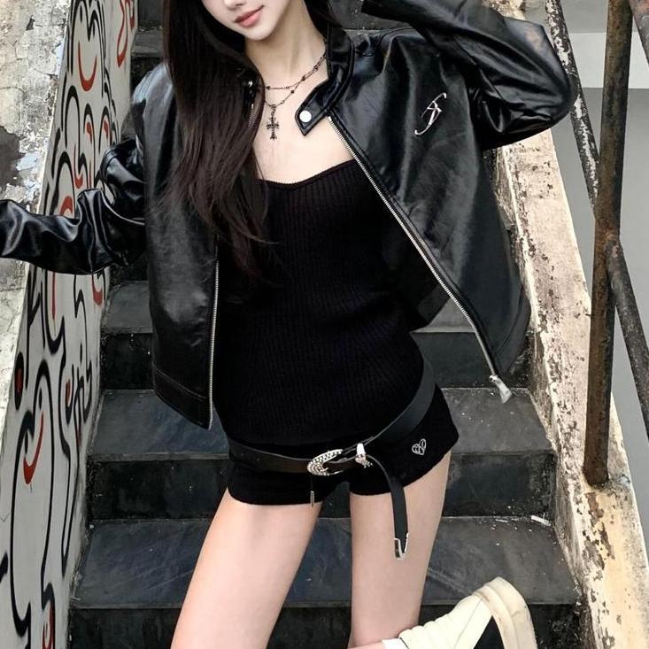 Leather Jacket Top Women SA673