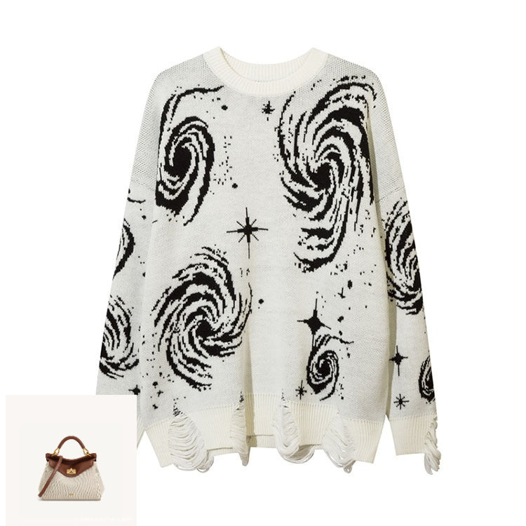 Printed Women's Loose Ripped Sweater SA586
