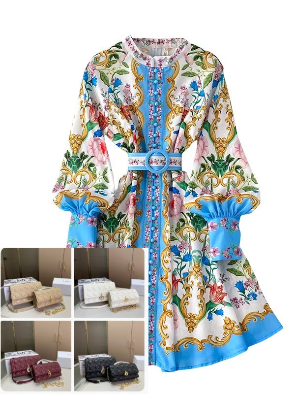 Round Neck Lantern Sleeve Midi Dress SA768/SA769