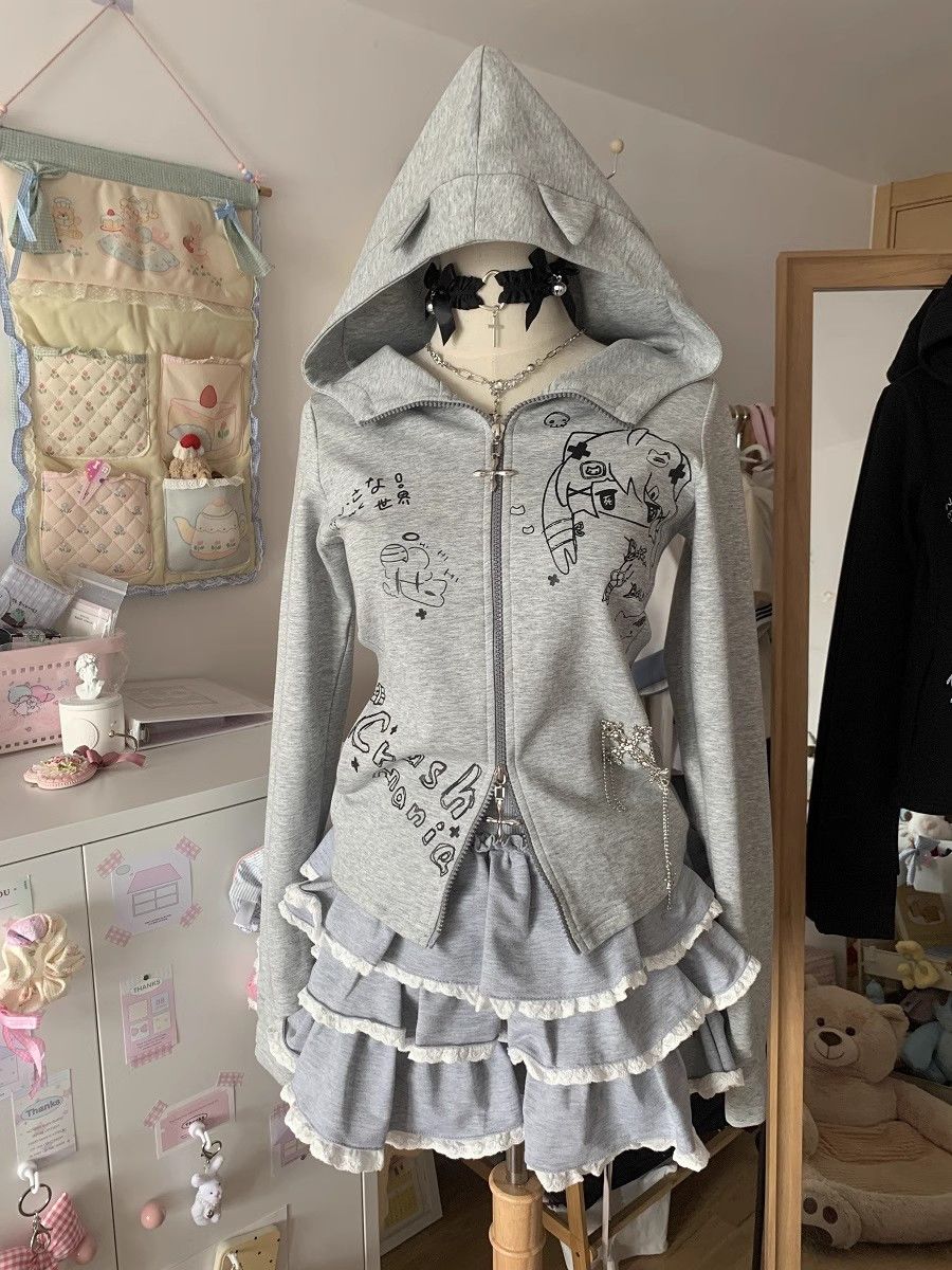 Long-sleeved Hooded Sweatshirt Cardigan SAB031