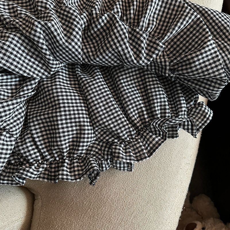 Contrast Color Plaid Bud Skirt SAB098