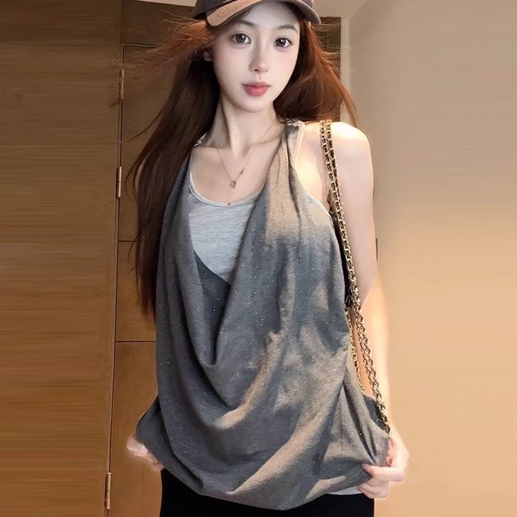 Women's Sleeveless Vest with Swing Collar  SA920