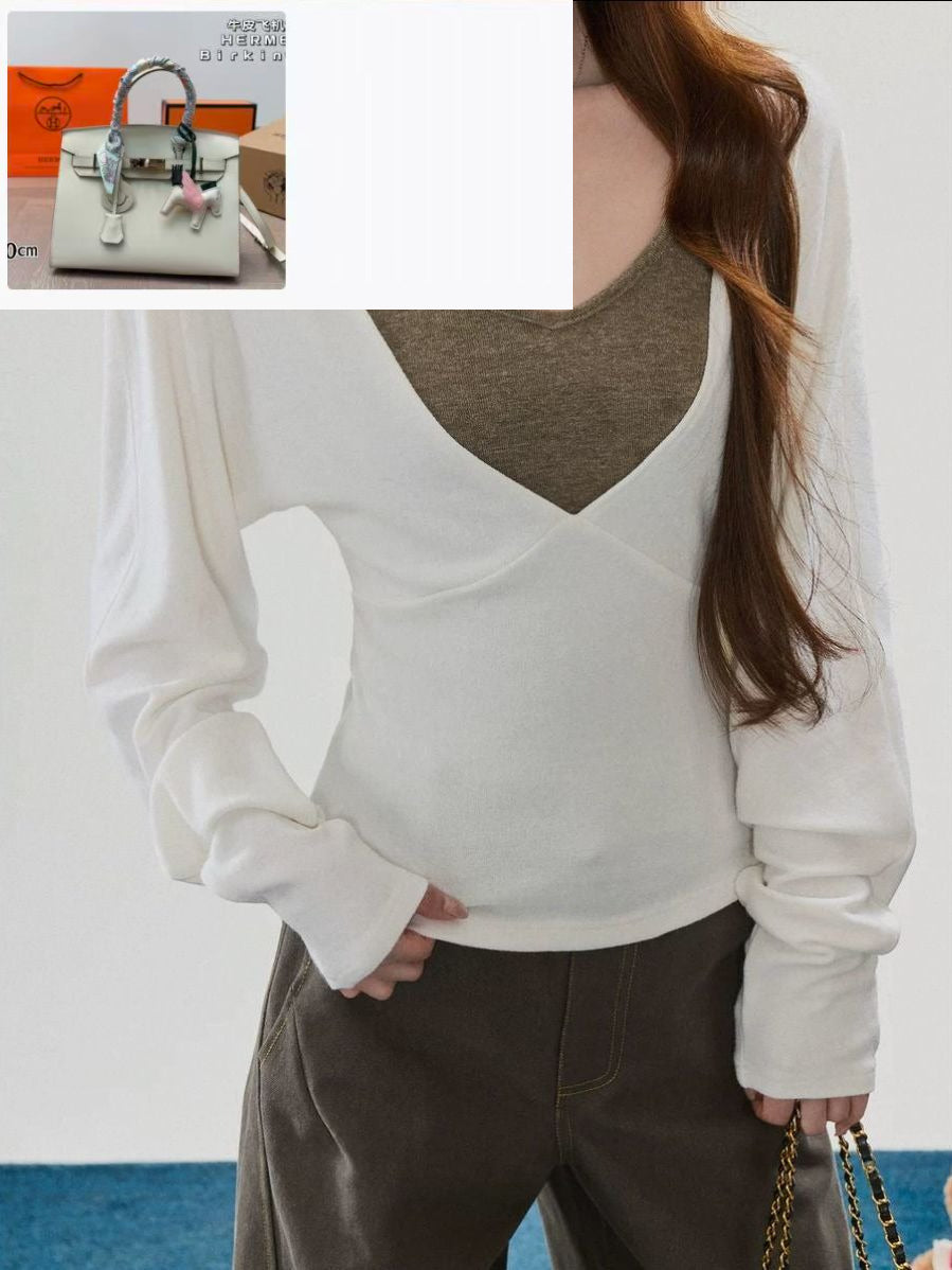 Knitted Sweater Women's Waist and Thin Bottoming Top SA667