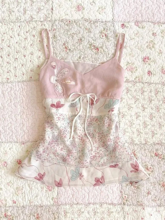 Retro Pink Suspender Top SAB021/SAB022