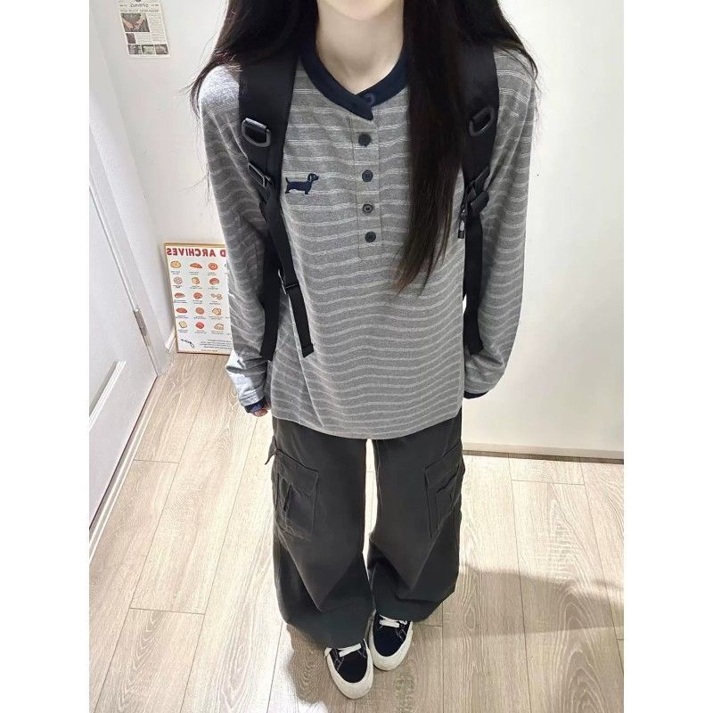 Puppy Embroidered Long Sleeve T-shirt for Women  SAB127/SAB128