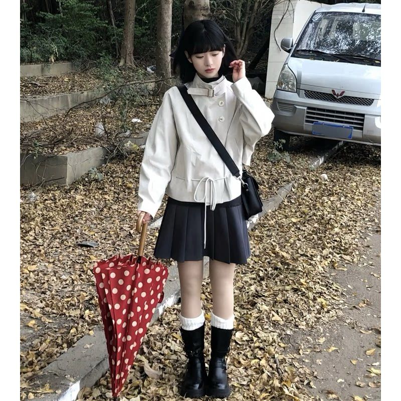 White Short Trench Coat SAB038