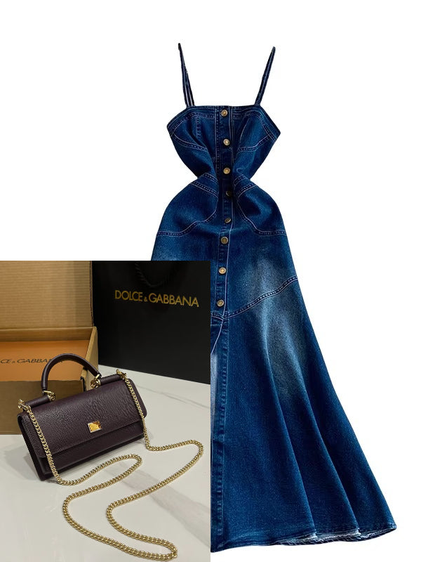 Women's Denim Suspender Dress SA752