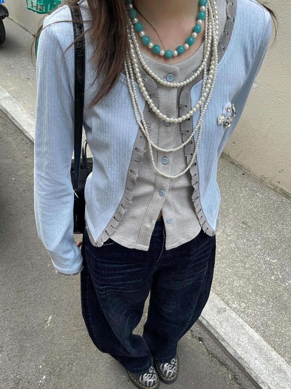 Contrast Color Beaded Jacket  SA817