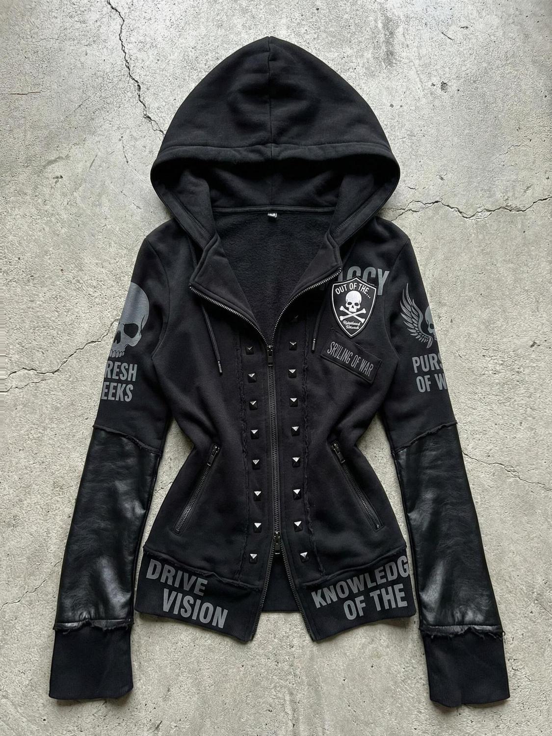 Skull Print Cropped Jacket SA719