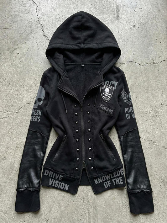 Skull Print Cropped Jacket SA719