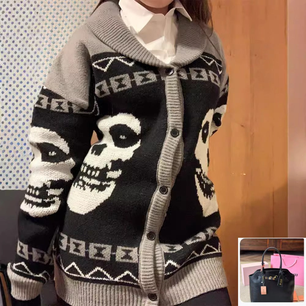 Loose Lapel Button-up Knitted Cardigan Sweater SA465