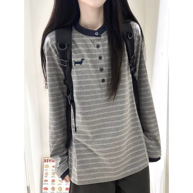 Puppy Embroidered Long Sleeve T-shirt for Women  SAB127/SAB128