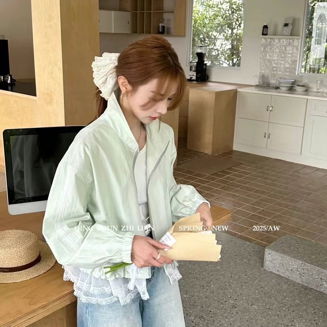 Lace Stand Collar Workwear Jacket SA945