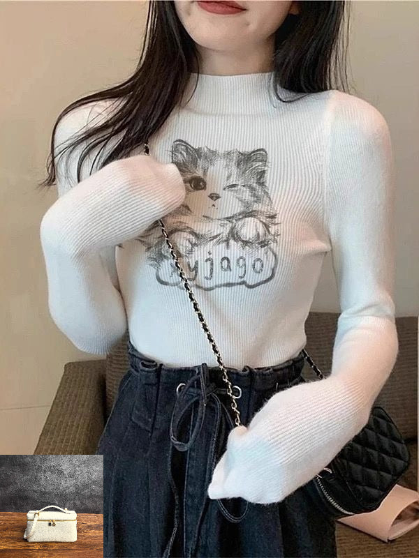Half-high Collar Knitted Bottoming Shirt SAB201