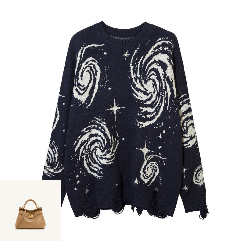 Printed Women's Loose Ripped Sweater SA586