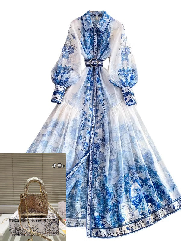 Women's Collared Lantern Sleeve Dress SA759