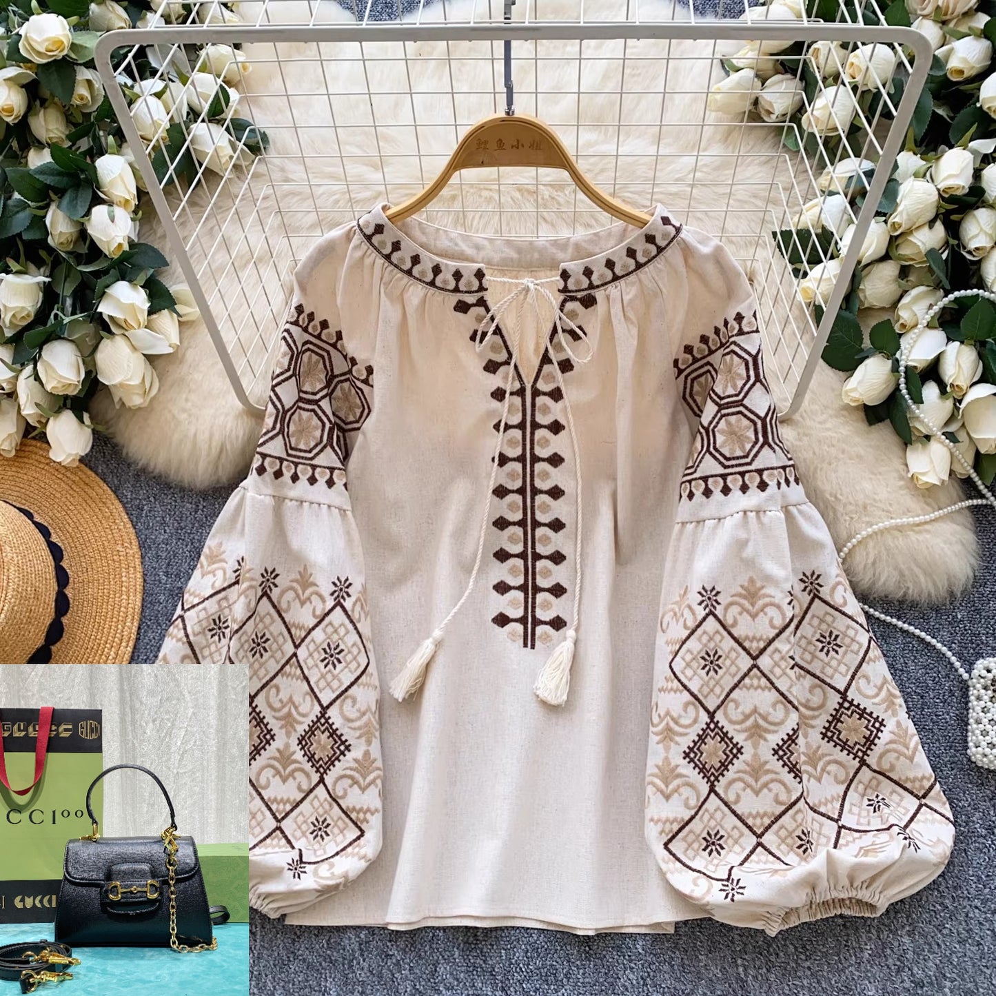 Tassel Peter Pan Collar Long Sleeve Top  SA810