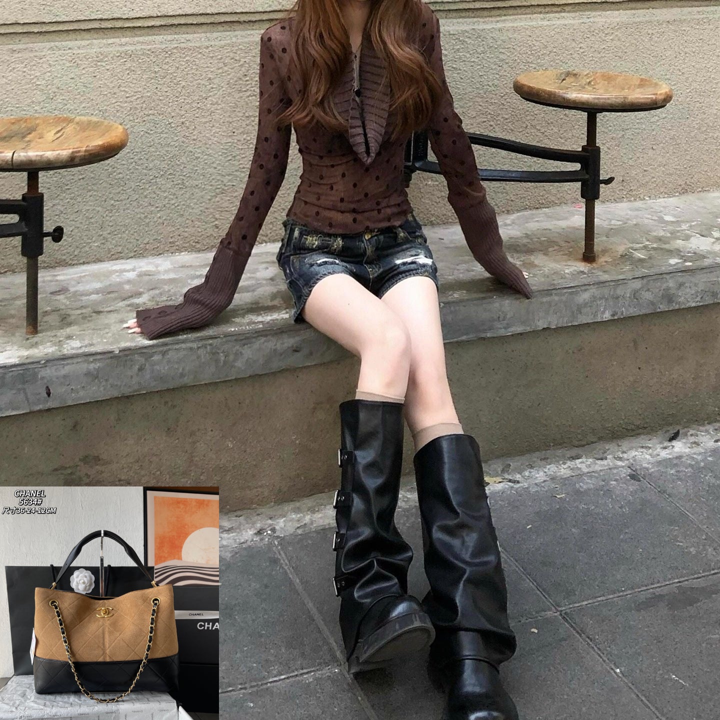 Spliced long-sleeved Sweater SAB149