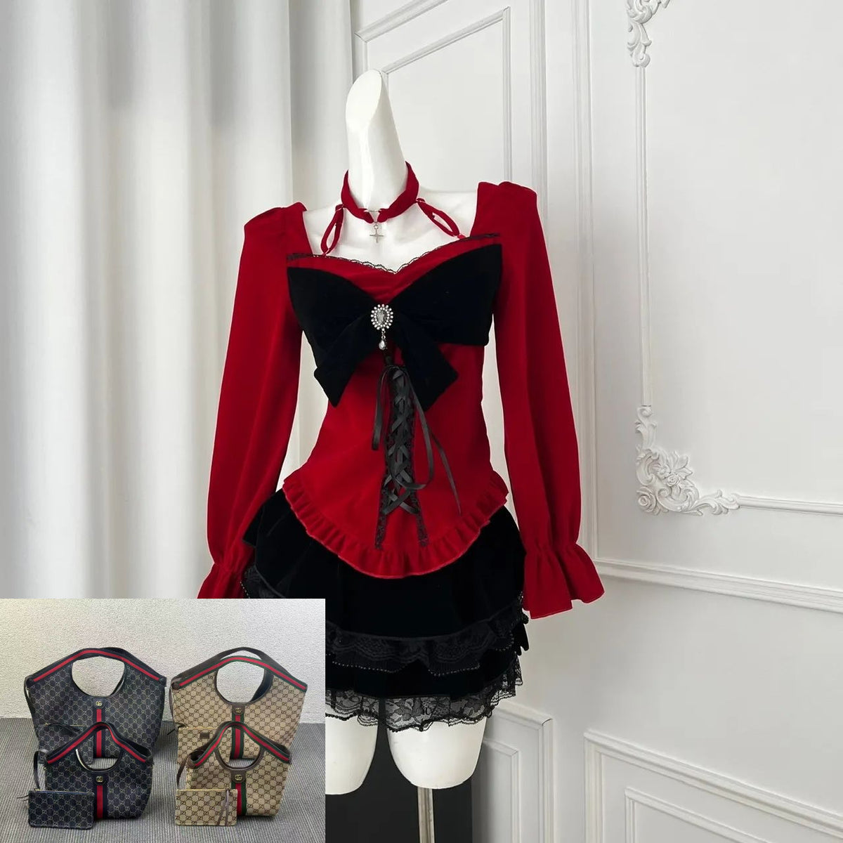 Red Velvet Long Sleeve Top SAB222/SAB223
