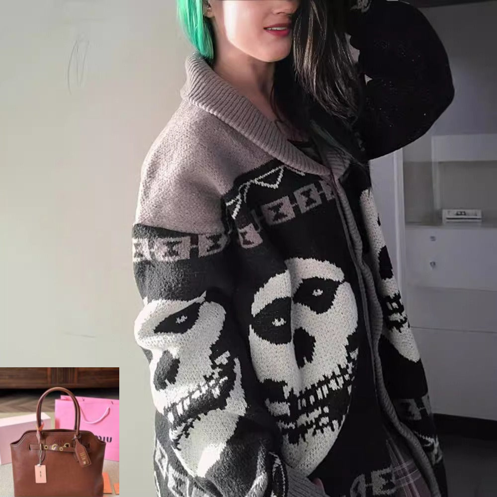 Loose Lapel Button-up Knitted Cardigan Sweater SA465